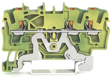 Produktfoto 1 von 3-Leiter-Schutzleiterklemme,mit Drücker,2,5 mm²,grün-gelb