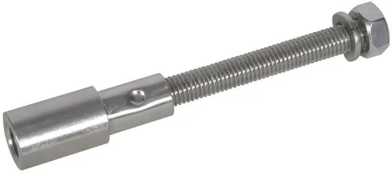 Produktfoto 1 von Gewindeadapter M10/10 L 130mm NIRO (V4A) m. Mutter u. Federring f. Erdungsfestp.