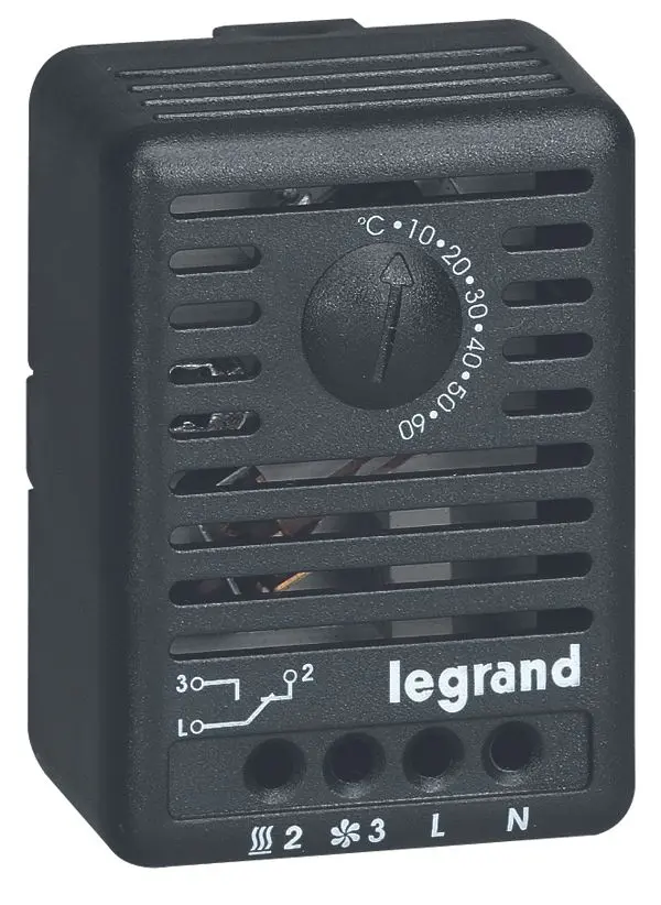 Produktfoto 1 von Raumthermostat, 230VAC IP20, 1 Schließer 5A, 250VAC, 1 Öff: 10A, 250VAC