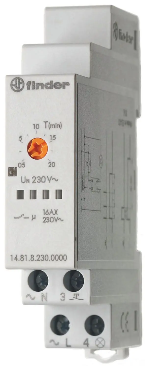 Produktfoto 1 von Treppenhaus-Lichtautomat Servicefunktion 1S 16A für 230VAC 4 Anschlüsse unten