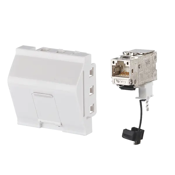 Produktfoto 1 von Datenanschlussdose DA-1-180-9010, 45x45mm, 1 Port, Cat6A, 180 Grad, weiß