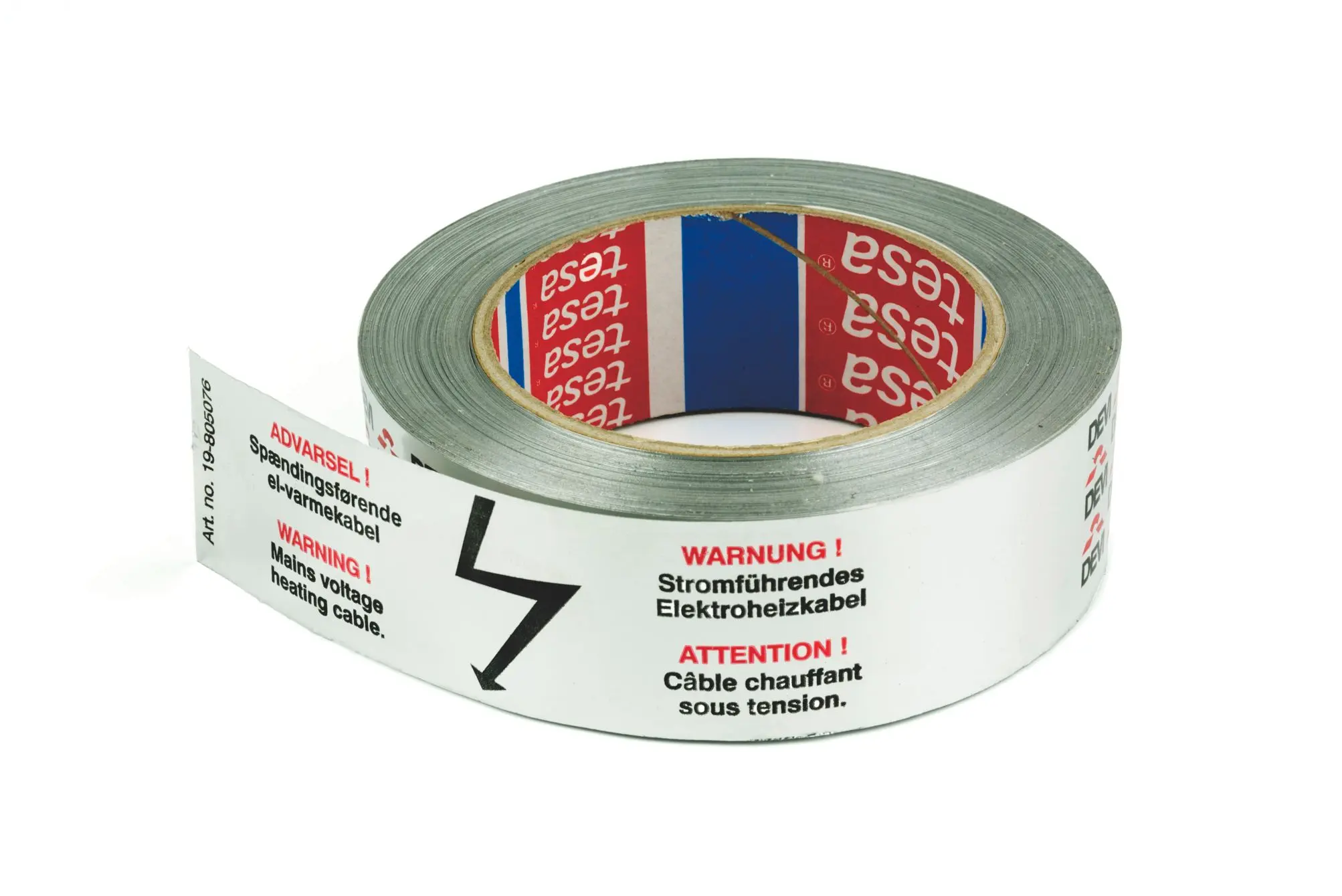 Produktfoto 1 von Aluklebeband mit Warnaufschrift, B=38 mm 50 m Rolle, zur Heizbandbefestigung