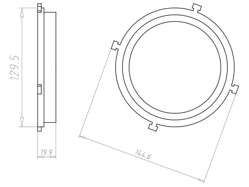 Produktfoto 1 von Einbaugehäuse HaloX 100 Frontteil univ. bis 100mm m.6 Tackerklammern