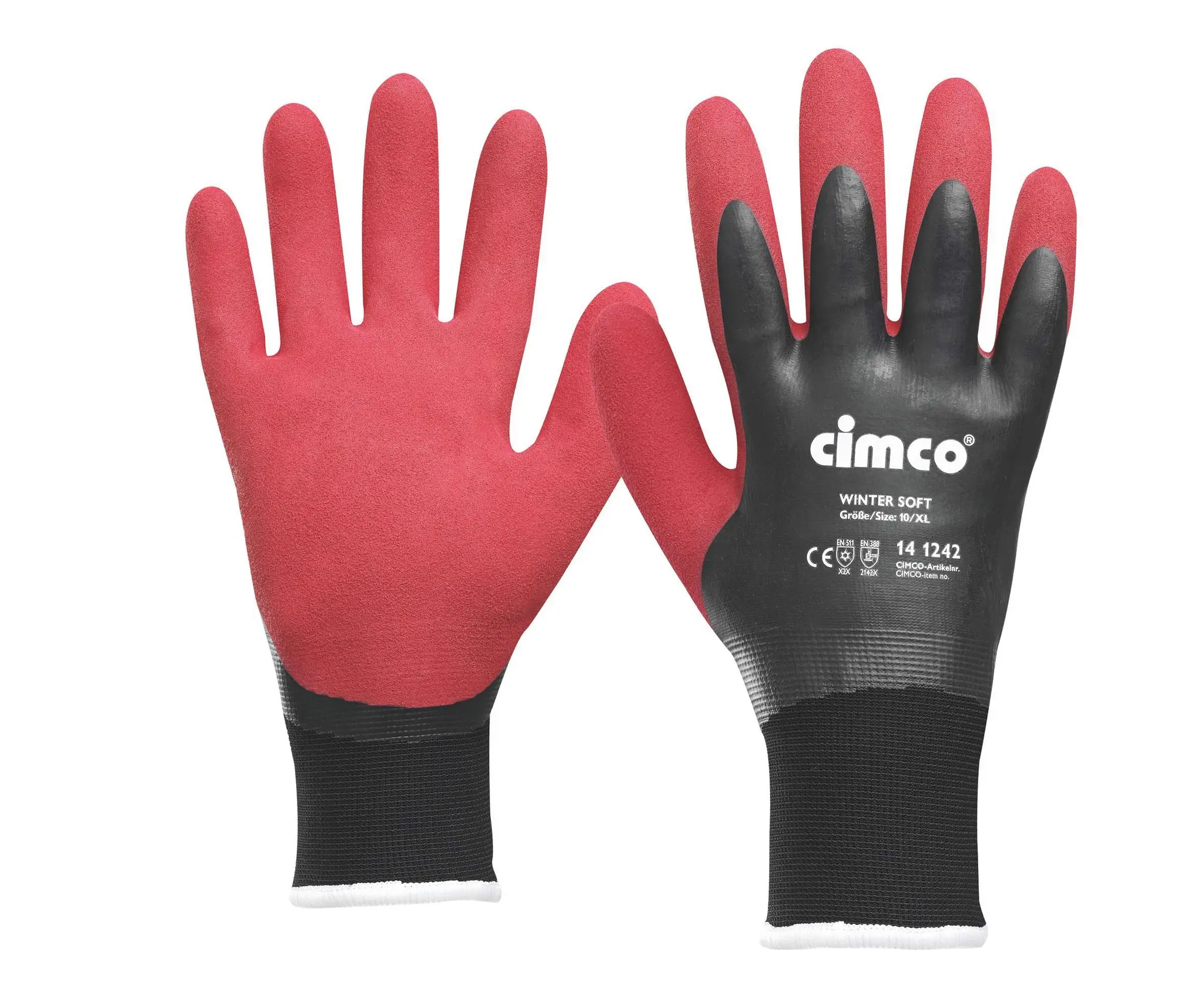 Produktfoto 1 von Arbeitshandschuh "Winter Soft" dunkelrot/schwarz, Größe 8/M