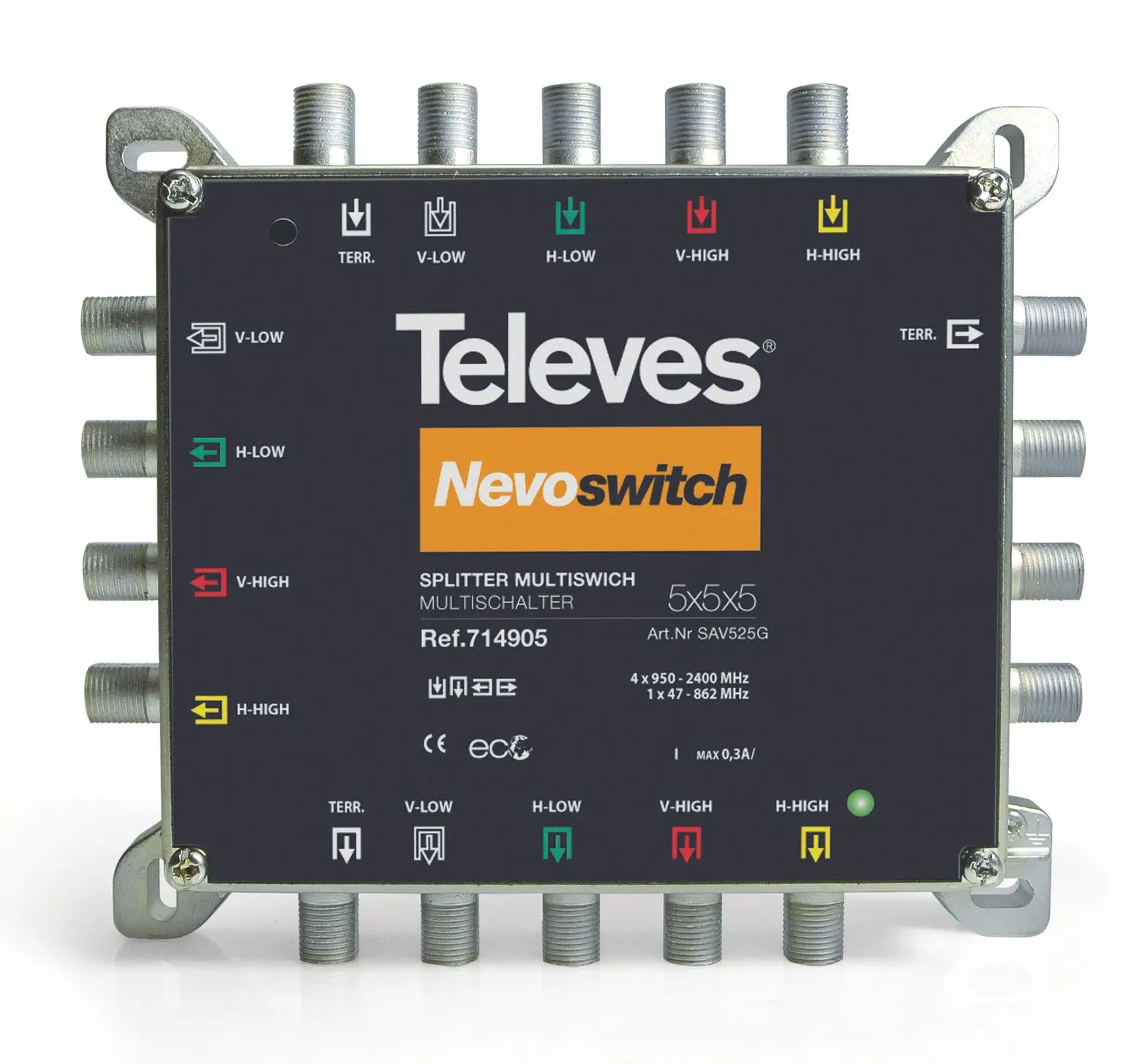 Produktfoto 1 von 5x2-fach Verteiler Guss-Nevo 5-2400MHz VD:4-6dB