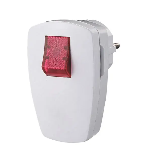 Produktfoto 1 von Schukostecker beleuchtet weiß m.Schalter