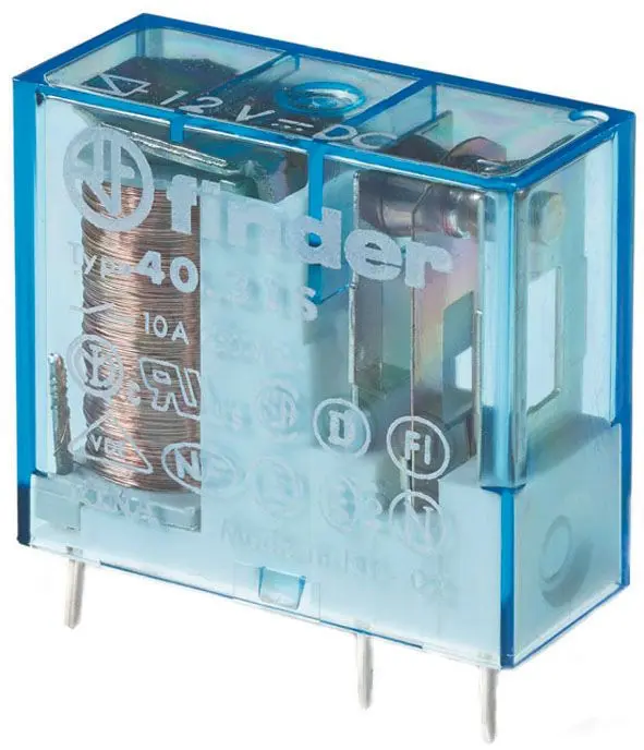 Produktfoto 1 von Relais mit Steck- und Printanschlüssen 1We 10A Spule 12VDC sensitiv