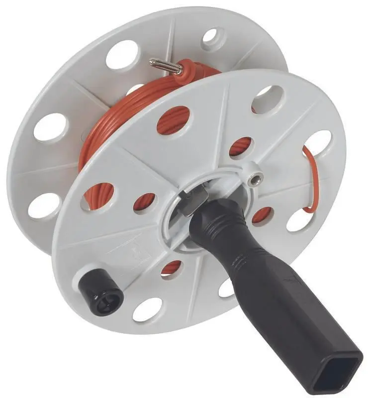 Produktfoto 1 von Drahthaspel K-grau B 40mm m. Buchse u. 25m Litze 0,75qmm rot m. Bananenstecker