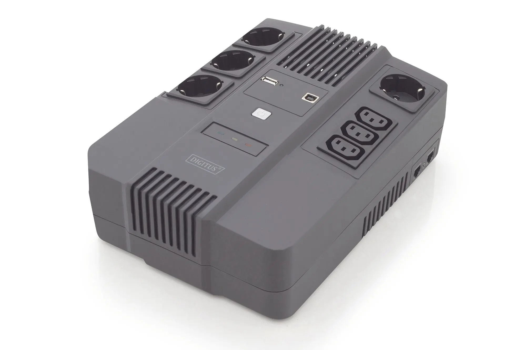 Produktfoto 1 von All-in-One USV 800VA/480W LED 12V/9Ah x1 4x CEE 7/7,3x IEC C13 USB RJ45