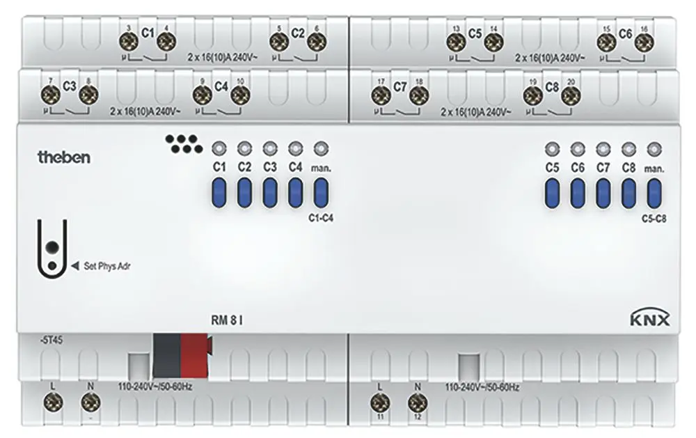 Produktfoto 1 von 8-fach Schaltaktor 16 A C-Last 200 µF, KNX TP, Data Secure
