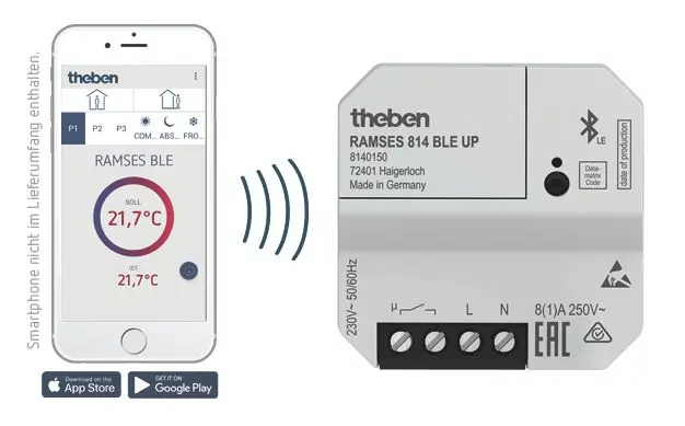 Produktfoto 1 von Digitaler Uhrenthermostat Wochenprogramm 230 V, Netzversion, App, Unterputz