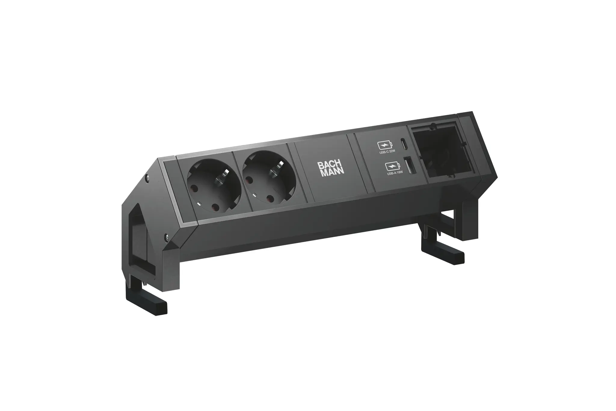 Produktfoto 1 von DESK2 2xCEE7/3 1xUSB A&C 22W 1xCM 0 GST18 RAL9005
