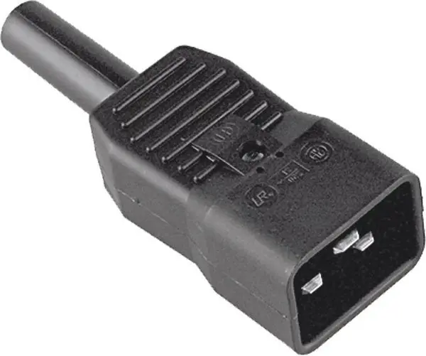 Kaltgerätestecker 16A 250V 70Grad schwarz