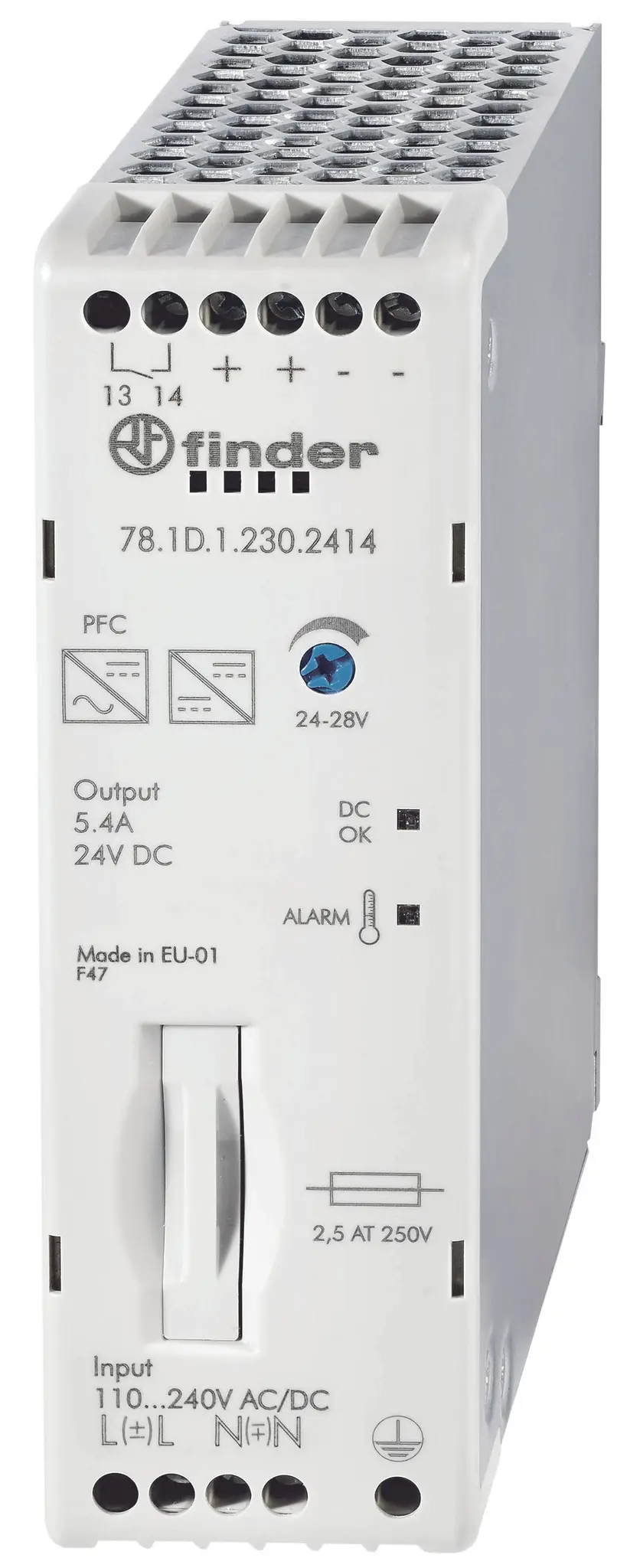 Schaltnetzteil für Reiheneinbau, Eingang 110-240 V AC/DC, Ausgang 130 W 24 V DC