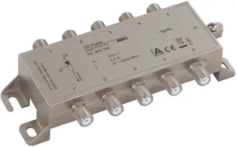 Produktfoto 1 von Überspgs.schutz f. Antennenverteiler an Satanlagen. IN und OUT über F-Connector