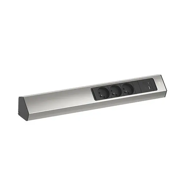 Produktfoto 1 von CASIA 2 3xUTE 1x USB A/C 22W 2,0m AEH Edelstahl-Optik