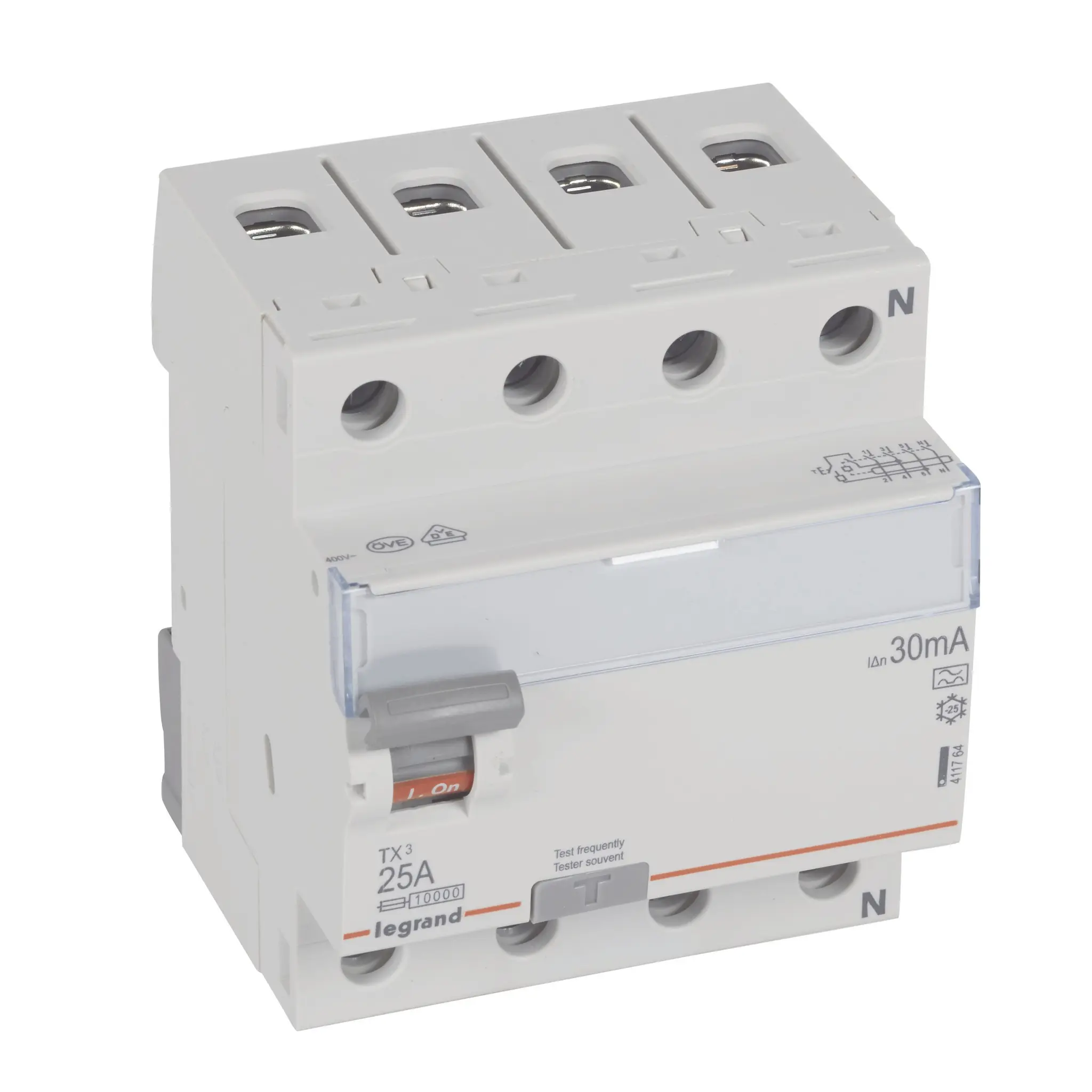Produktfoto 1 von TX3 FI-Schalter 25A, 4-polig, 30mA, Typ A, 400VAC, 4TE