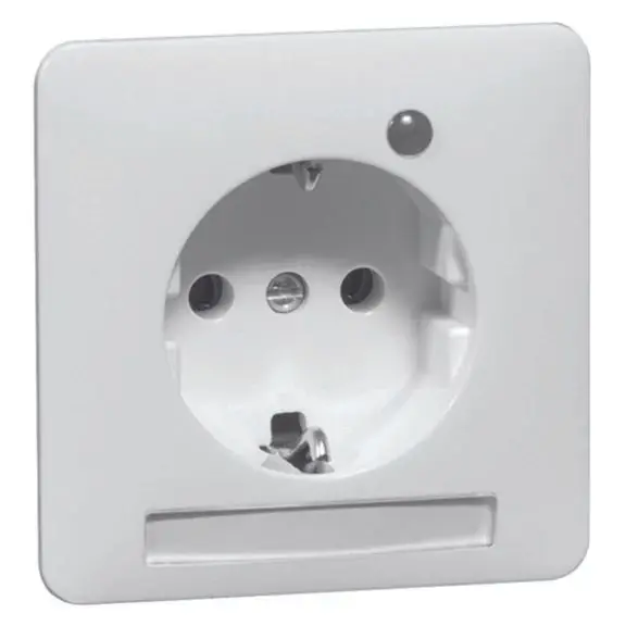 Produktfoto 1 von Steckdose SCHUKO, reinweiß Beschriftungsfeld, LED