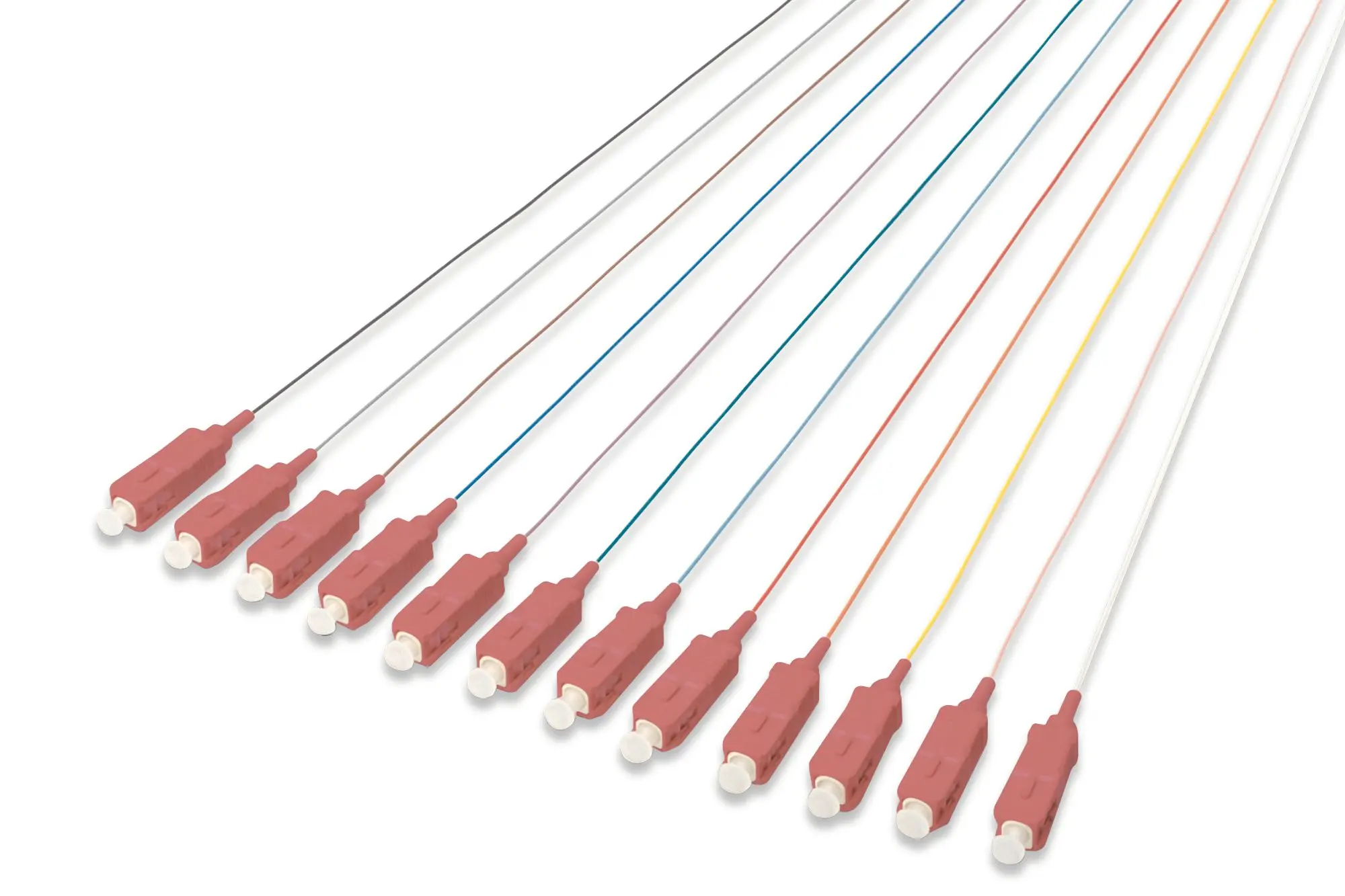 Produktfoto 1 von Durchgefärbte SC simplexOM4 Pigtails Multimode 50/125M 2m Steckerfar:RAL4003