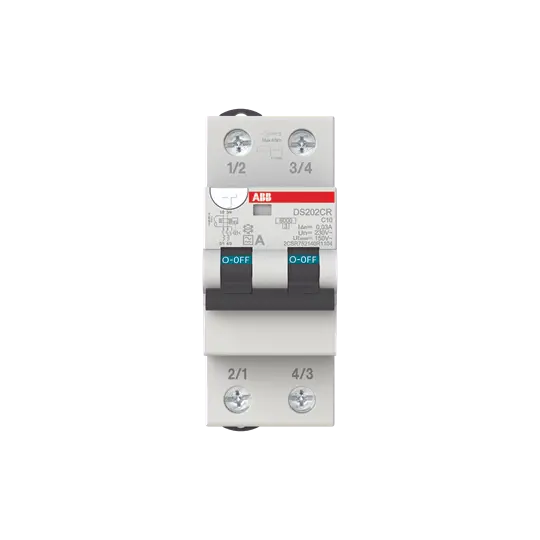 Produktfoto 1 von DS202CRA-C10/0,03 FI/LS-Schalter 6 kA, 2P, Typ A, C10, 30 mA