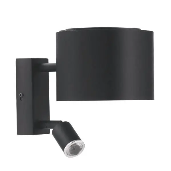 Wandleuchte mit Lampenschirm schwarz, schwarz, 1x G9 max. 48W und 1x LED 3W