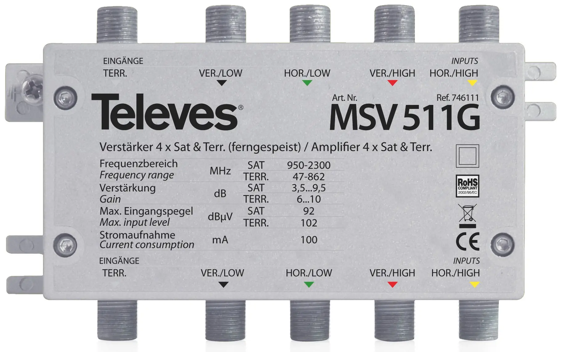 Produktfoto 1 von 5-fach SAT/terr. Verstärker MULTRIX 4-10dB ferngespeist