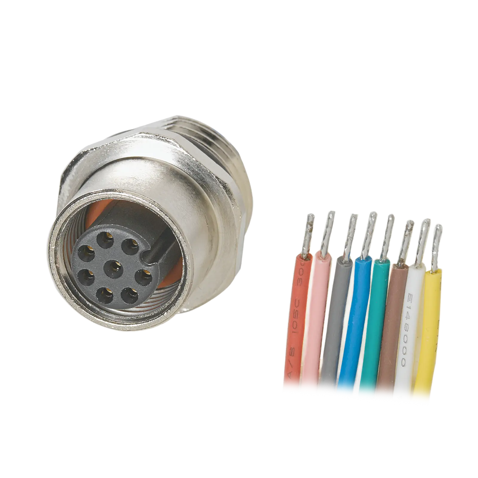Produktfoto 1 von Einbaubuchse <30VAC 0,5m PVC Gehäuse Messing vernickelt IP67