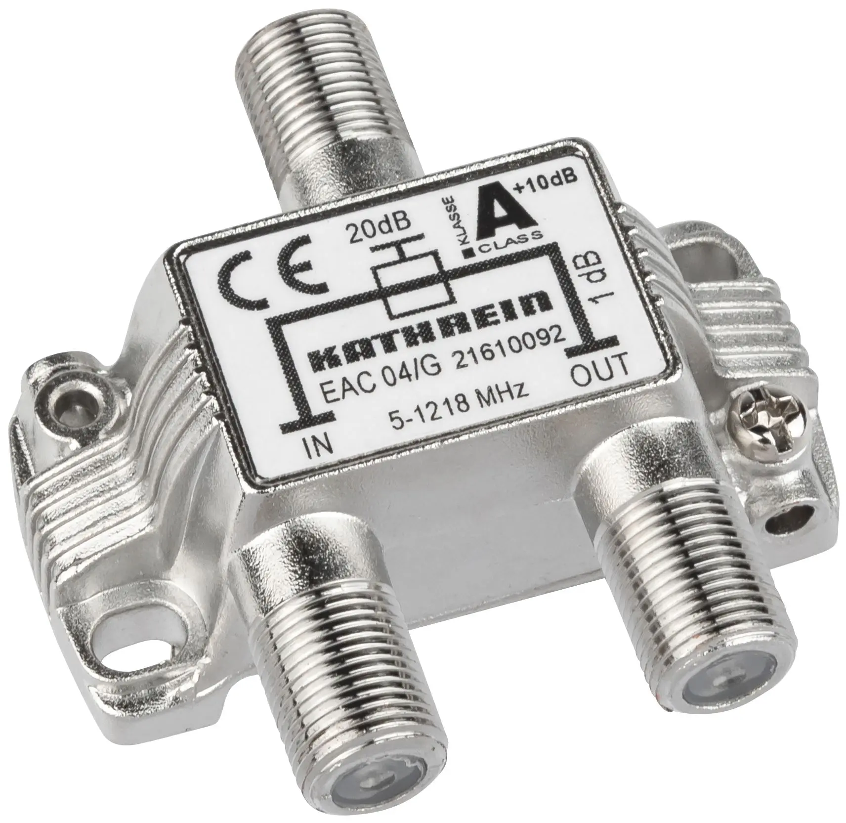 Produktfoto 1 von 1fach F-Abzweiger 20dB 5-1218MHz F-Connector Kl.A Vodafone-/KGD-Freigabe