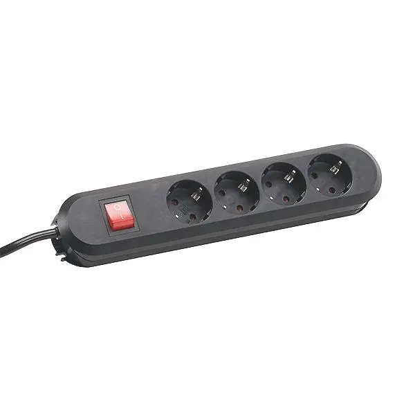 Produktfoto 1 von Tischsteckdose 4xSchuko schwarz 1xSchalter Strom 1