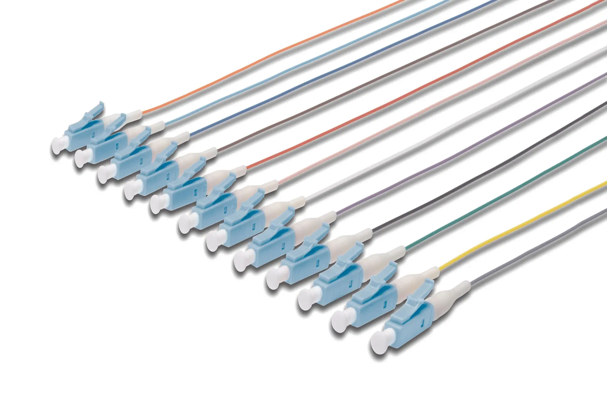 Produktfoto 1 von Durchgefärbte LC simplexOM3 Pigtails 50/125M 12St. Farbcode DIN IEC 304 2m