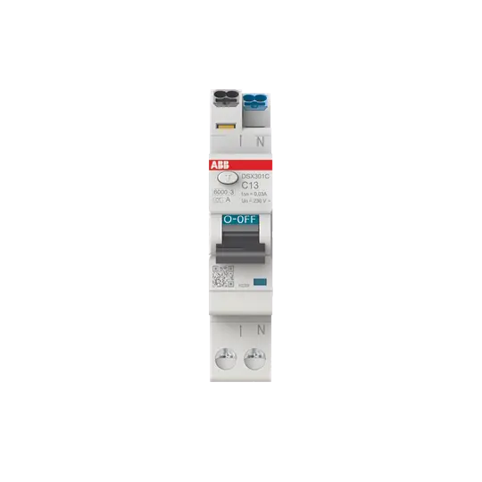 Produktfoto 1 von DSX301CA-C13/0,03 FI/LS-Schalter, 1 TE 6kA, 1P+N, Typ A, C13, 30mA