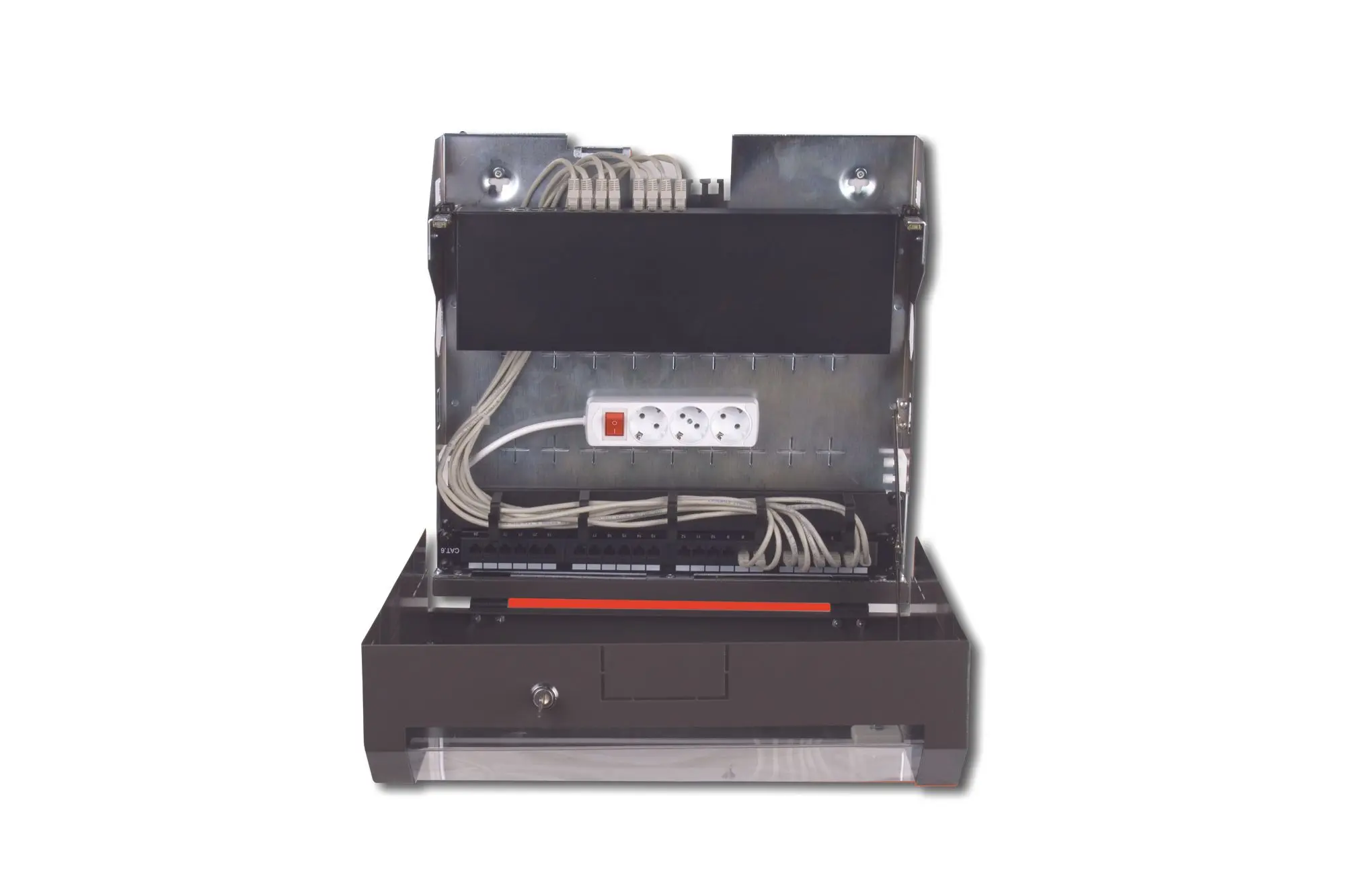 Produktfoto 1 von Wandgehäuse Slim Line 3HE rotierbar 2HE fix 145x500x475mm grau RAL 7035