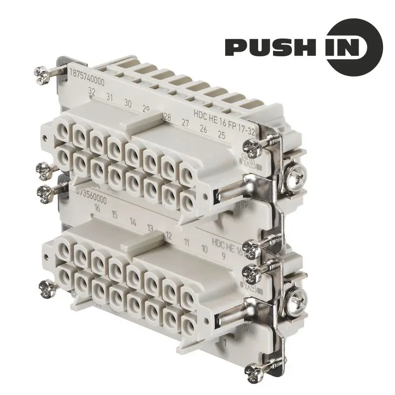 Produktfoto 1 von HDC-Einsatz, Buchse, 500 V, 16 A, Polzahl: 16, Push In, BG: 6