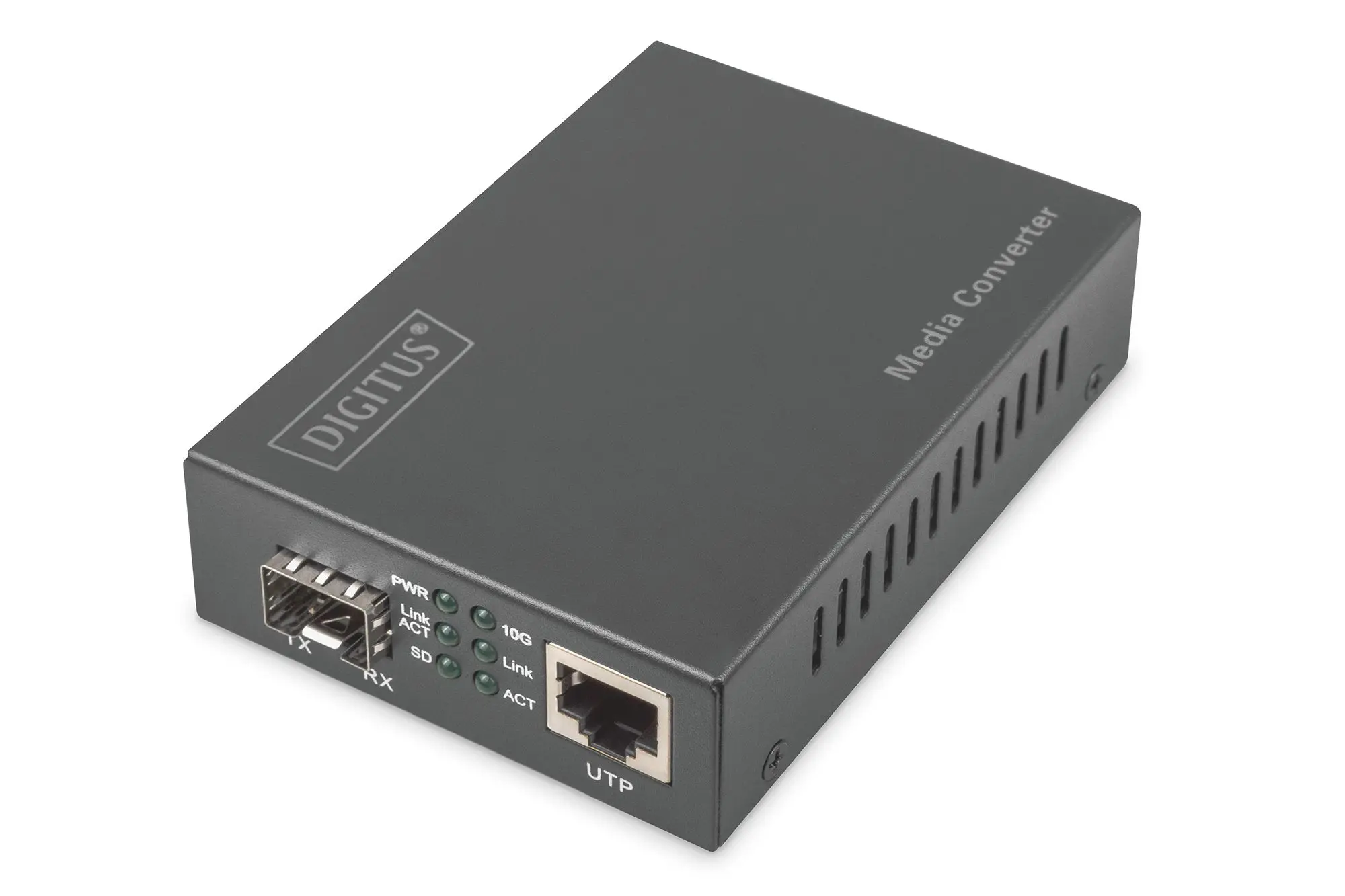 Produktfoto 1 von 10 Gigabit Medienkonverter RJ45 / SFP unterstützt 1G 2.5G 5G and 10G 12V 5W