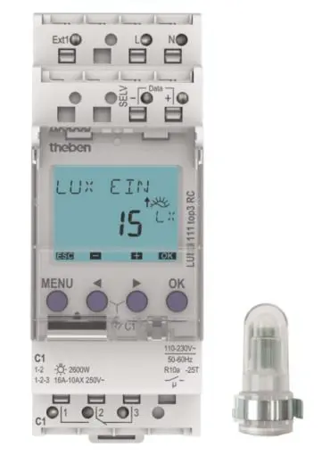 Produktfoto 1 von Dämmerungsschalter DIN-Schiene, digital Aufbau-Lichtsensor, 1 Kanal