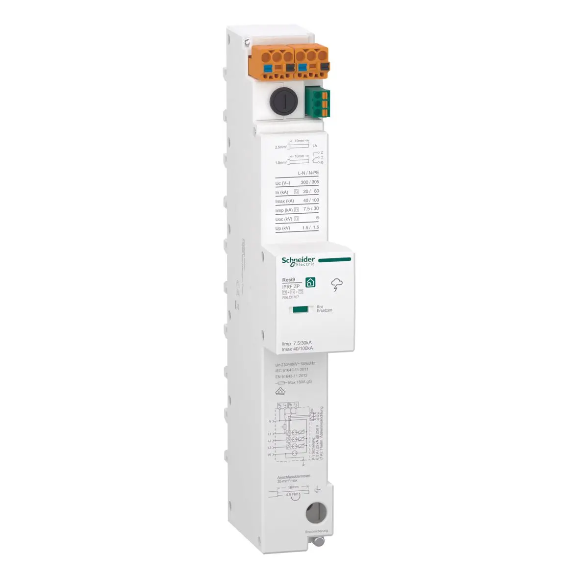 Produktfoto 1 von Kombiableiter ZP T1 T2 T3 7,5kA TT/TNS, komp. 3PN Spgs.abgriff m Sich. u. Meld.