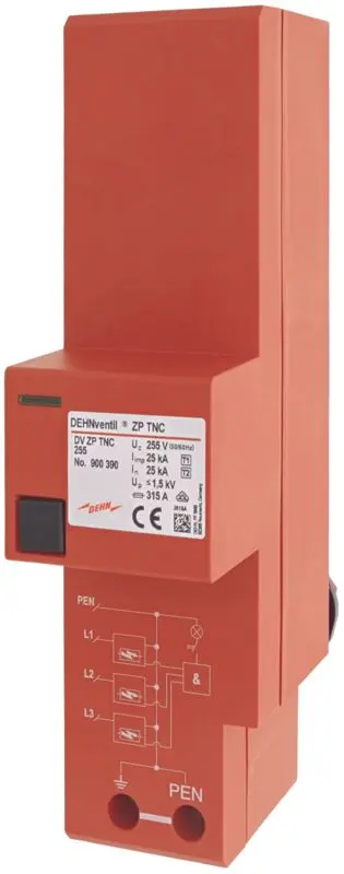 Produktfoto 1 von Kombiableiter Typ 1+Typ 2 DEHNventil ZP für dreiphasige TN-C-Systeme