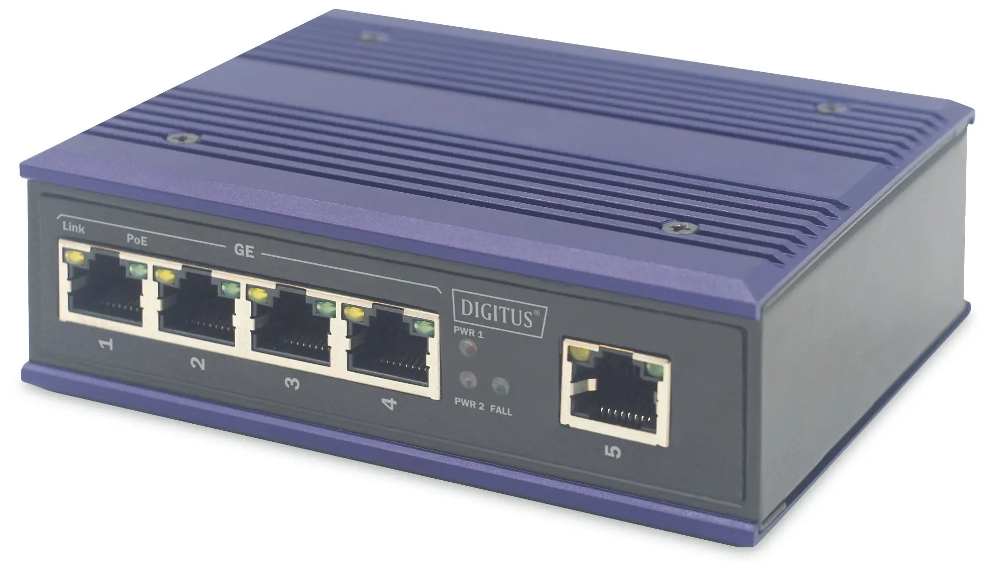 Produktfoto 1 von Industrieller 4-Port Gigabit PoE Switch + 1 Uplink Port