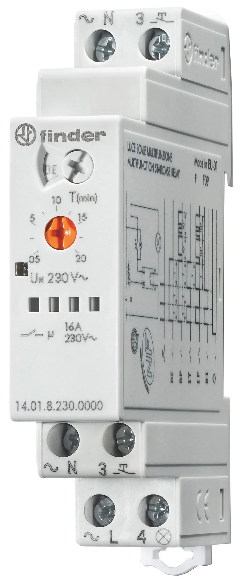 Produktfoto 1 von Treppenhaus-Lichtautomat Multifunktion 6 Programme 1S 16A für 230VAC