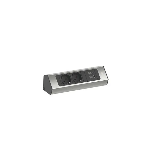 Produktfoto 1 von CASIA 2 2xP40 1xUSB A/C 22W 2,0m AEH Edelstahl-Optik