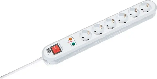 Produktfoto 1 von Tischsteckdose 6xSchuko weiß ÜSS 1xSchalter Strom 1