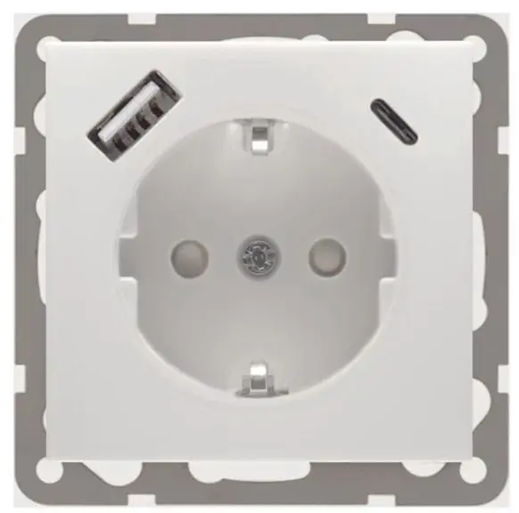 SCHUKO Steckdose mit USB Ladegerät reinweiß