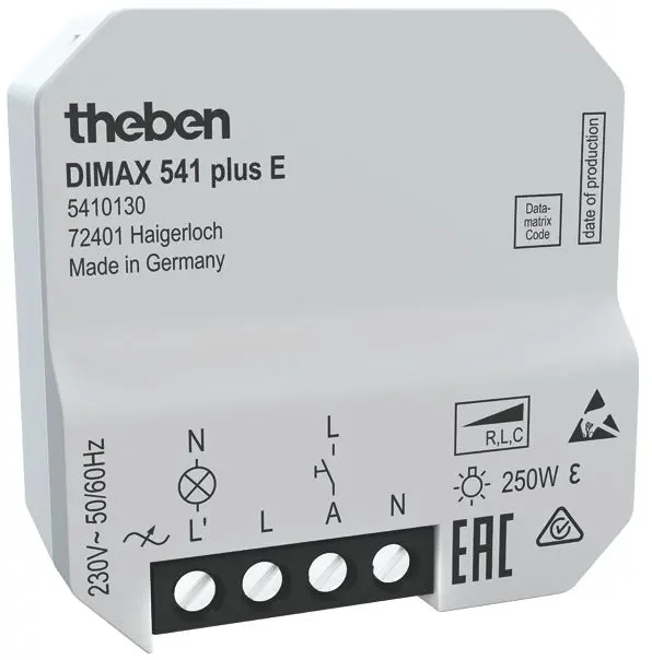 Produktfoto 1 von Universaldimmer Unterputz 250 W LED R-/L-/C-Lasten, Mindesthelligkeit fix