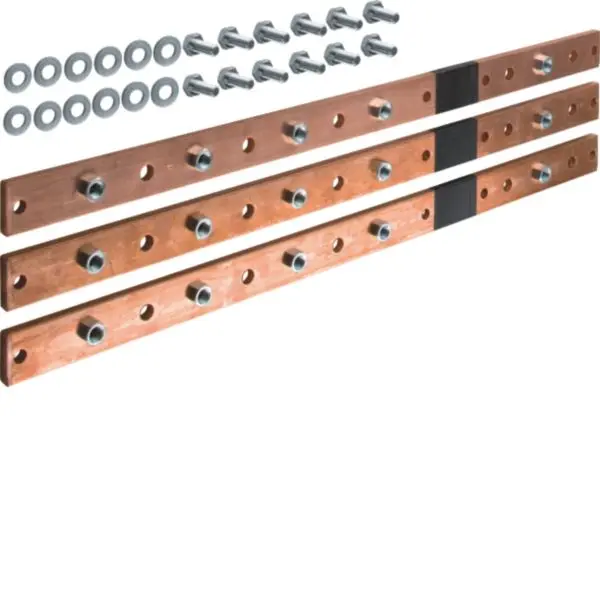 Produktfoto 1 von CU-Schiene,universN,40x10mm,3feldig,für 5Trennerleisten NH1-3, (3Stk)