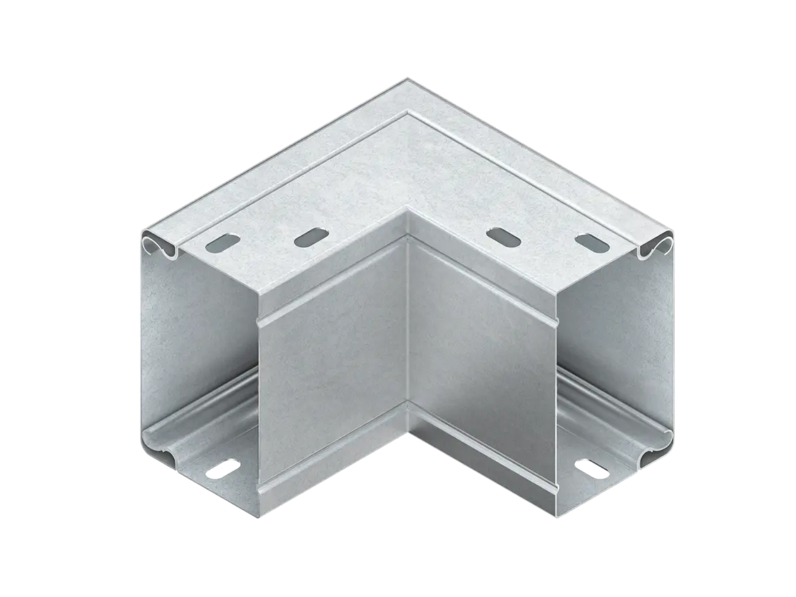 Produktfoto 1 von Außeneck 90° m. Deckel u. Schraub- verbinderlochung, 60x100 mm bandverzinkt