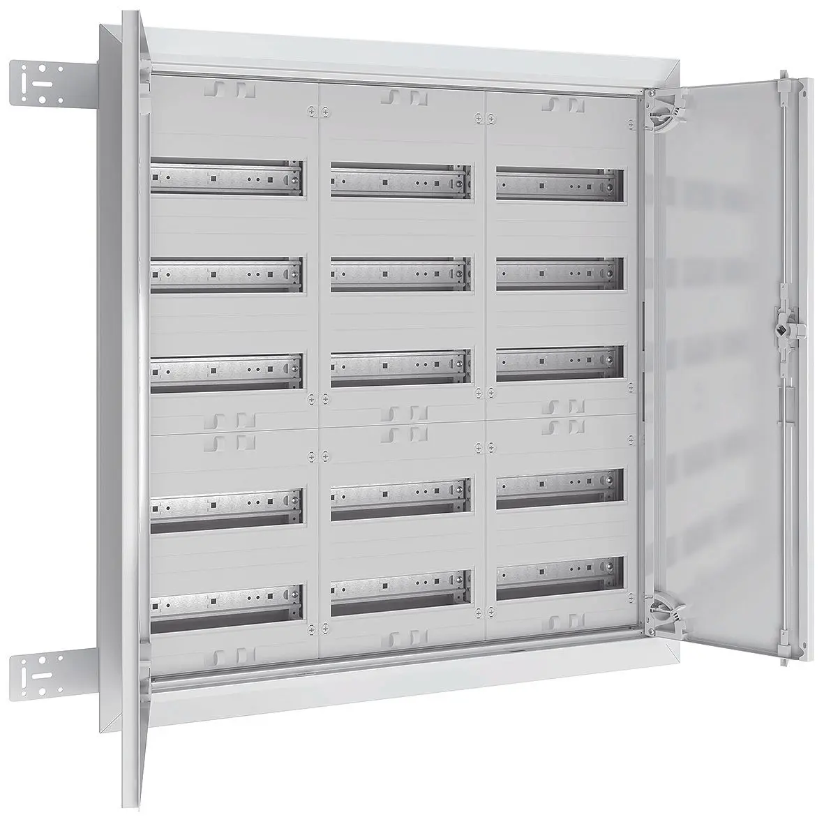Produktfoto 1 von Flachverteiler UP/HW,110 mm tief,IP 30,SK II,3x5-reihig, Komplettschrank für