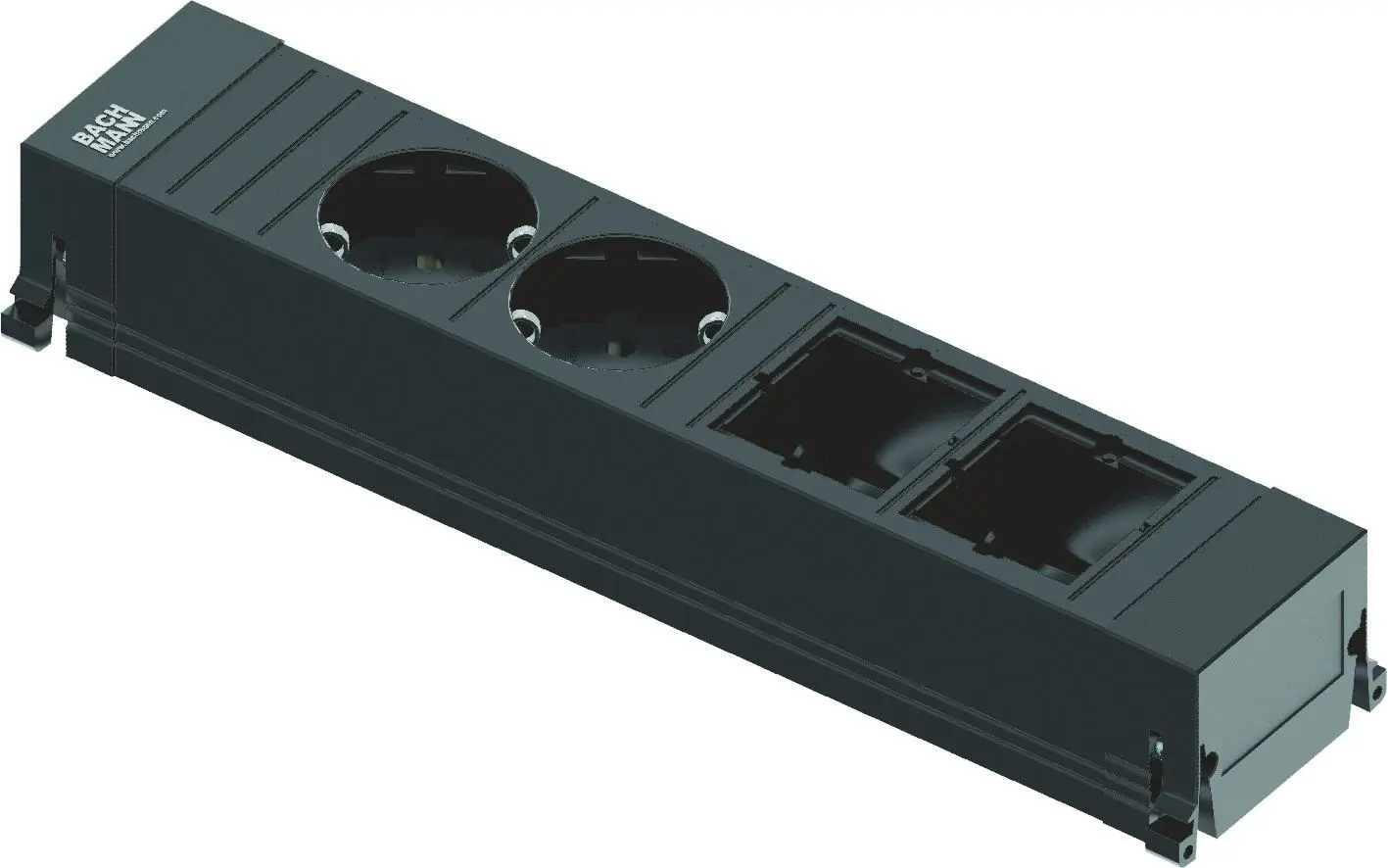 Produktfoto 1 von Steckdoseneinheit Power Frame 2xSchuko 2xABD Kunststoffprofil schwarz
