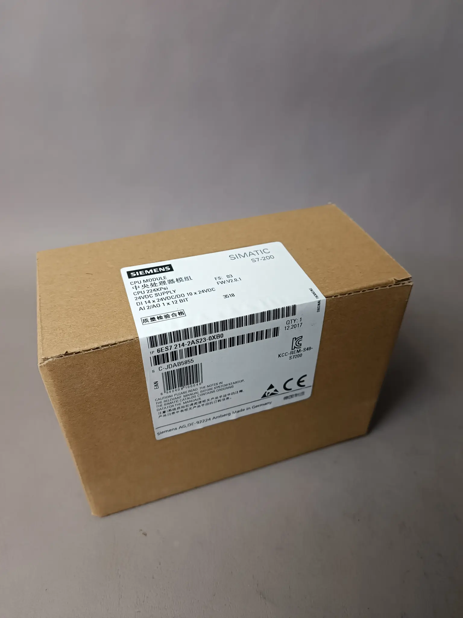 Produktfoto 1 von Siemens 6ES7 214-2AS23-0XB0 NEU versiegelt
