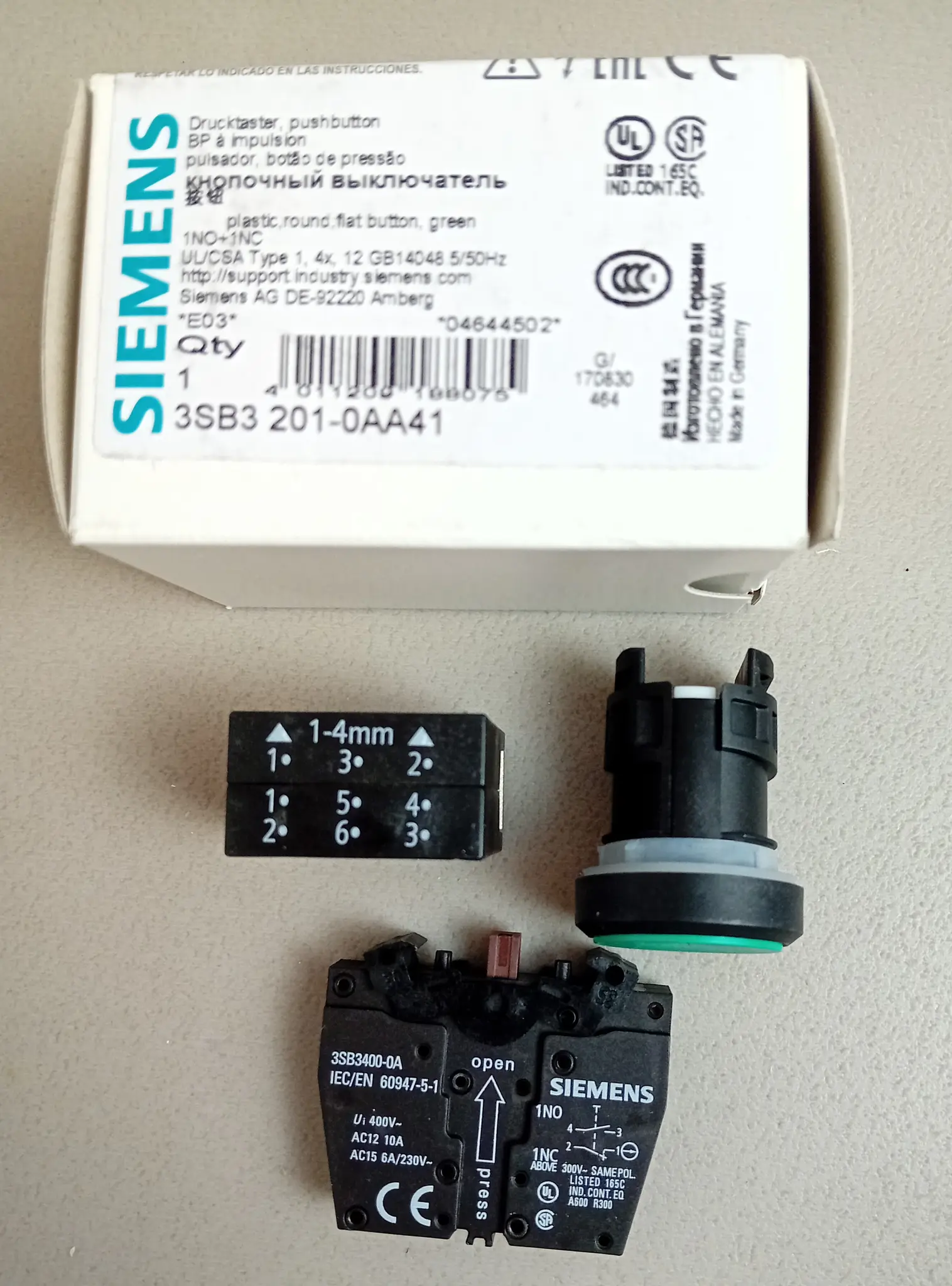 Produktfoto 1 von Siemens 3SB3 201-0AA41 NEU OVP