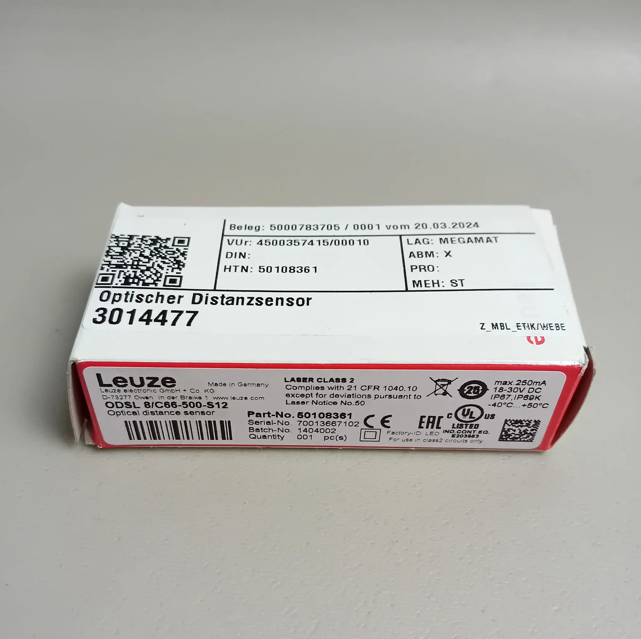 Produktfoto 1 von Leuze ODSL 8/C66-500-S12 50108361 NEU OVP